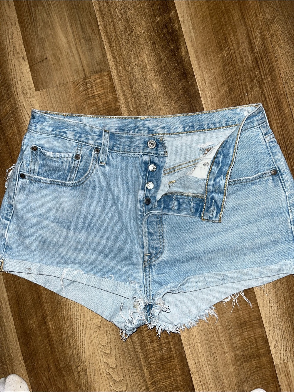 Levi's Light Wash High-Rise Cutoff Denim Shorts